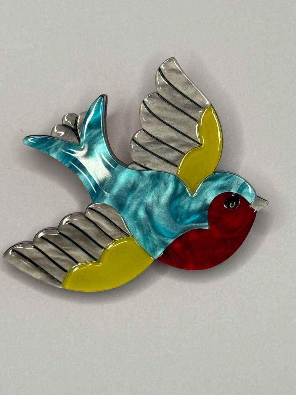 Erstwilder Betty Jo Sparrow Bird Resin Brooch Pin